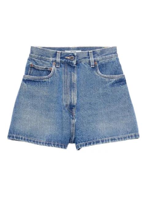 high-rise five-pocket denim shorts by PRADA
