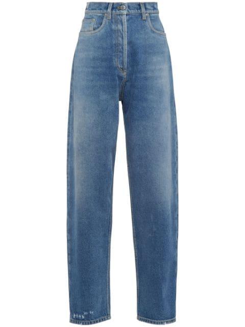 high-rise straight-leg jeans by PRADA