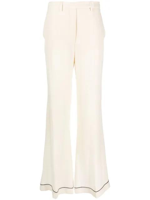 high-waisted flared silk trousers by PRADA