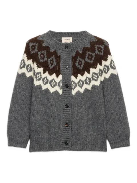 intarsia button-up cardigan by PRADA