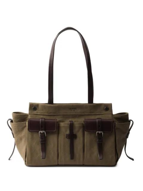 large buckle-detail multi-pocket tote bag by PRADA
