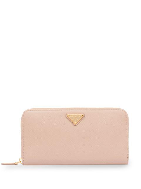 large leather logo plaque wallet by PRADA