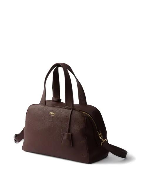 large leather top-handle tote bag by PRADA