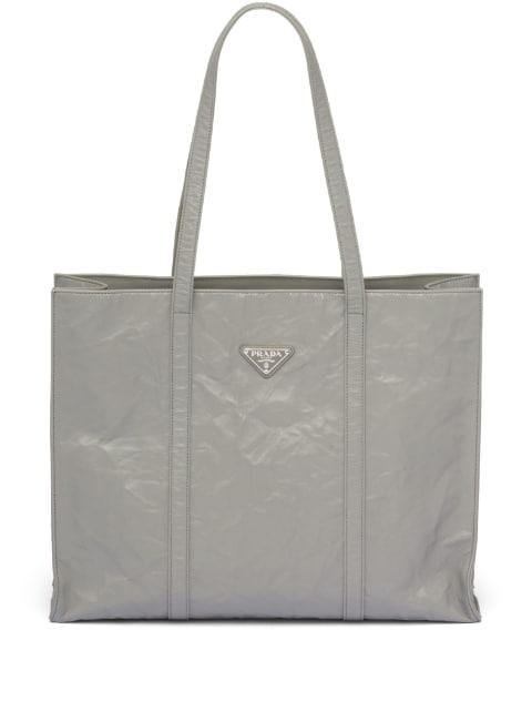 large leather tote bag by PRADA