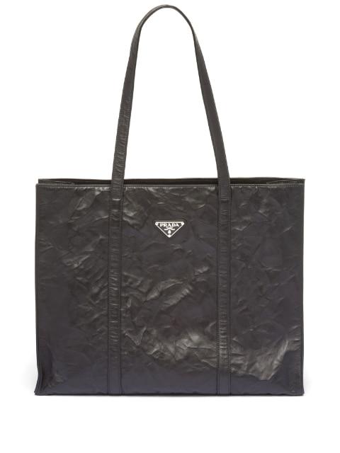 large leather tote bag by PRADA