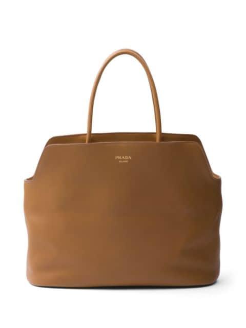 large leather tote bag by PRADA
