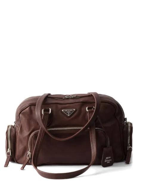 large leather zip tote bag by PRADA