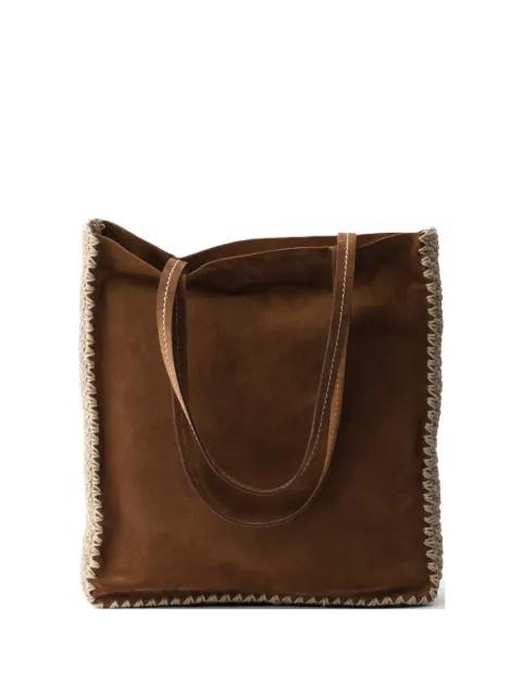 large suede and crochet tote bag by PRADA