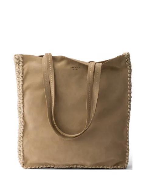 large suede and crochet tote bag by PRADA