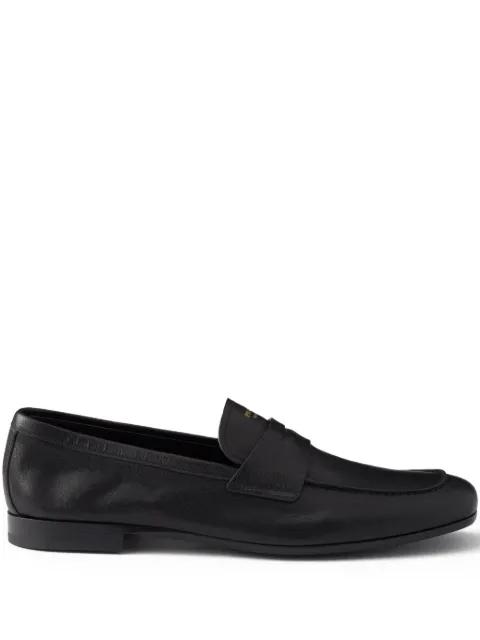 leather band logo loafers by PRADA