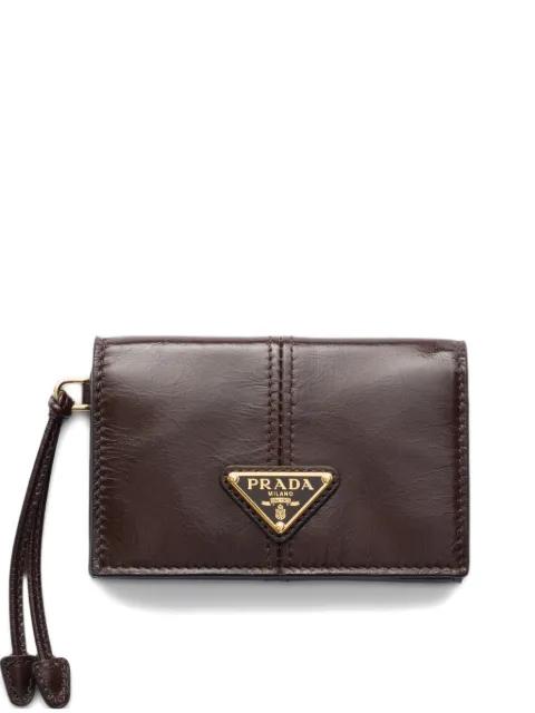 leather card holder with flap by PRADA