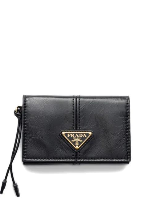 leather card holder with flap by PRADA