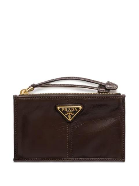 leather card holder with zipper by PRADA