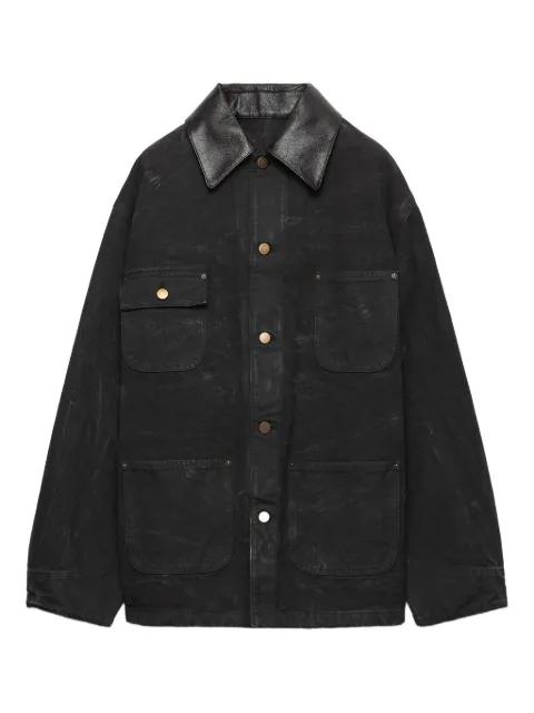 leather-collar cotton jacket by PRADA