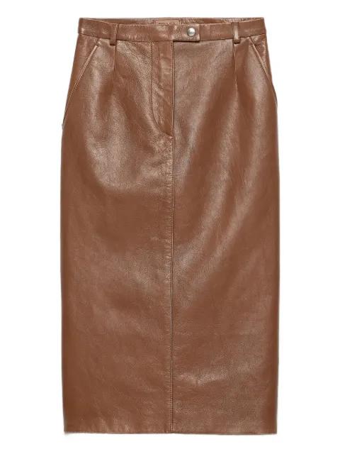 leather pencil midi skirt by PRADA