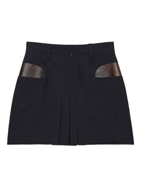 leather-pocket pleated mini skirt by PRADA