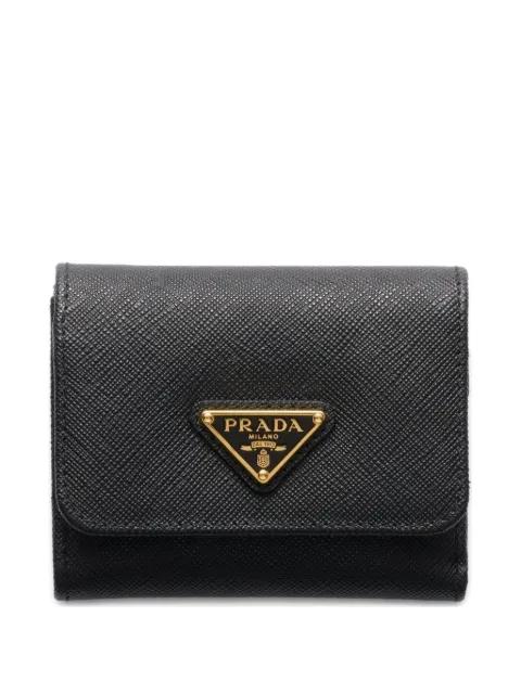 leather triangle-logo wallet by PRADA
