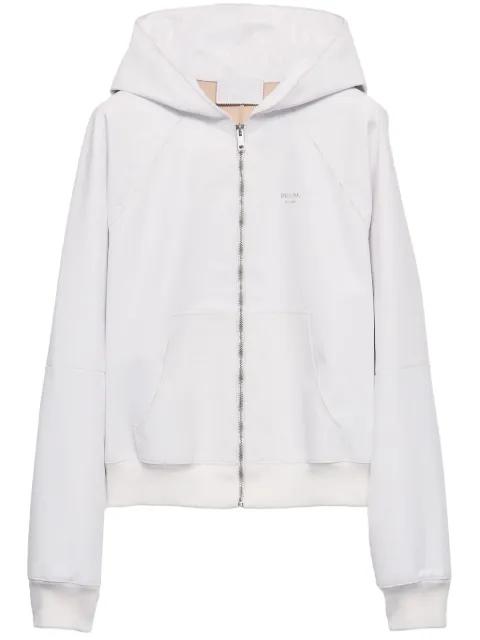 leather zip-up hoodie by PRADA