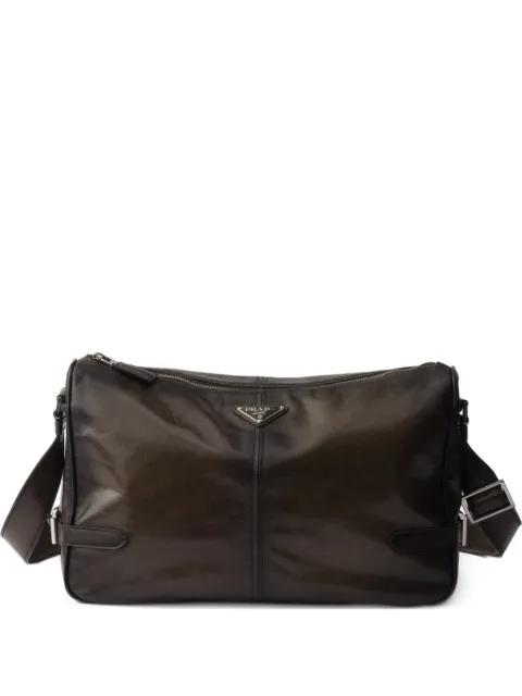 leather zipper messenger bag by PRADA
