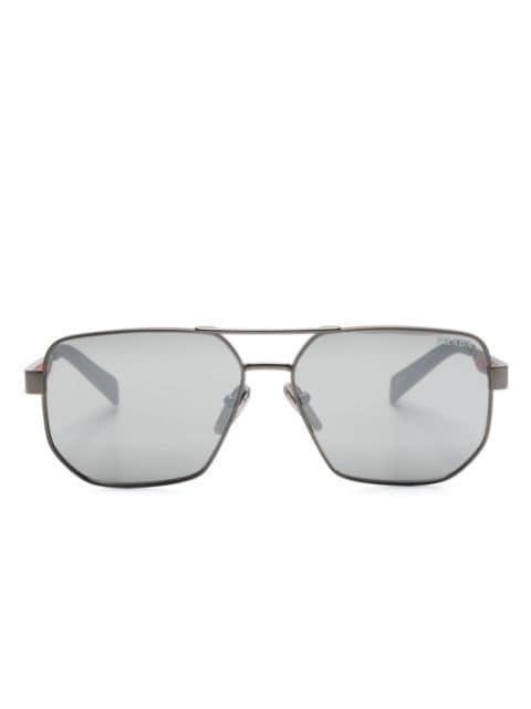 logo-appliqué geometric-frame sunglasses by PRADA