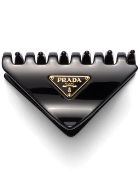 logo-appliqué hair clip by PRADA
