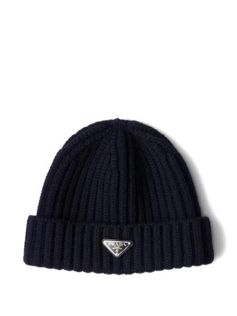 logo beanie hat by PRADA