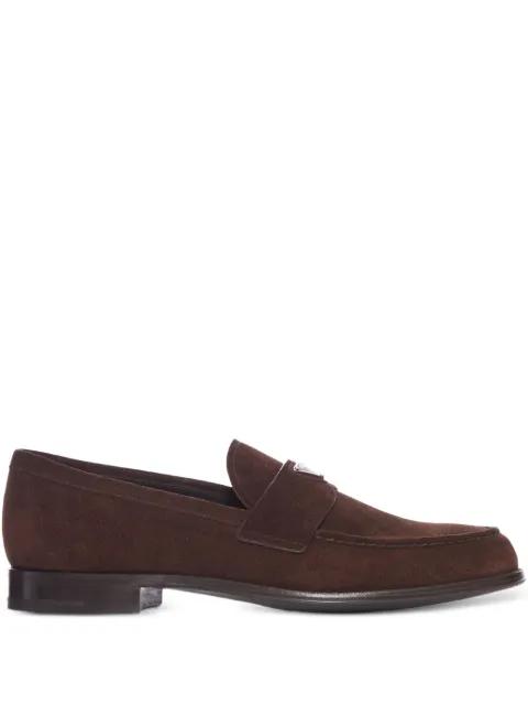 logo-detail suede loafers by PRADA