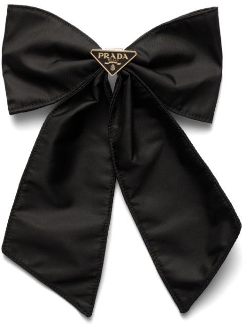 logo-embellishment bow hair clip by PRADA