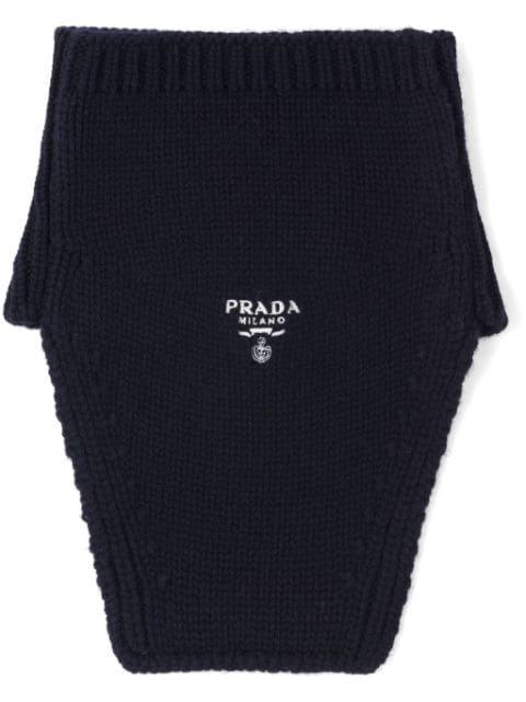 logo-embroidered cashmere scarf by PRADA