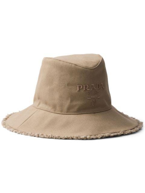 logo-embroidered cotton bucket hat by PRADA