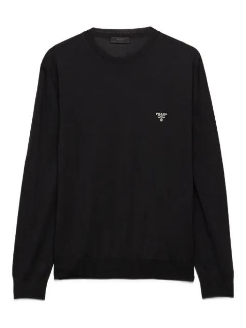 logo-embroidered crew-neck sweater by PRADA