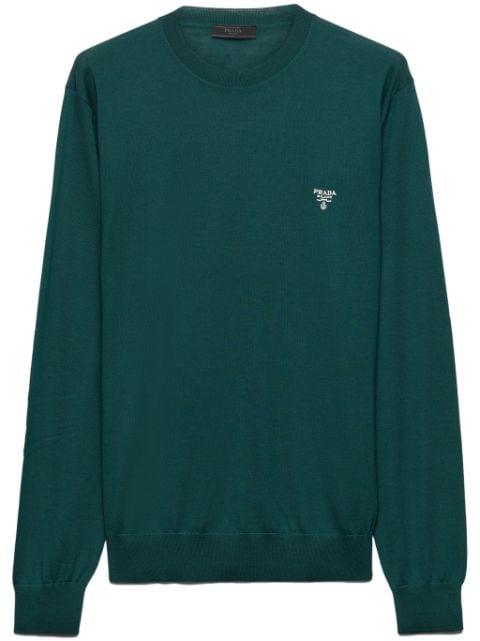 logo-embroidered wool jumper by PRADA