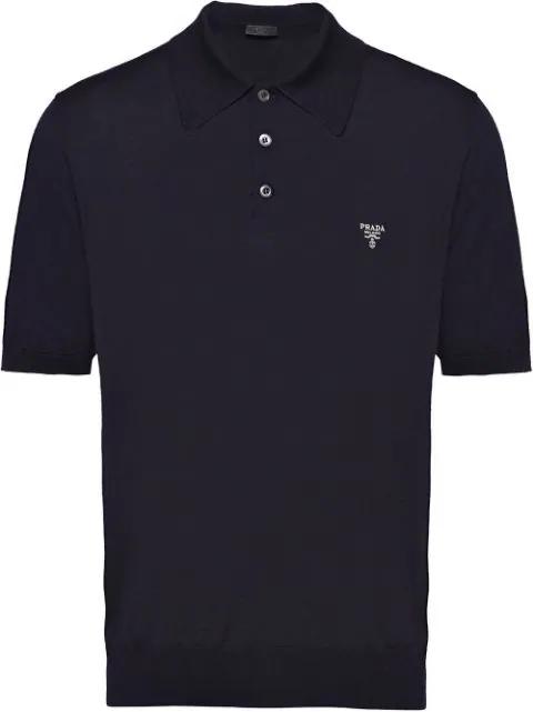 logo-embroidered wool polo shirt by PRADA