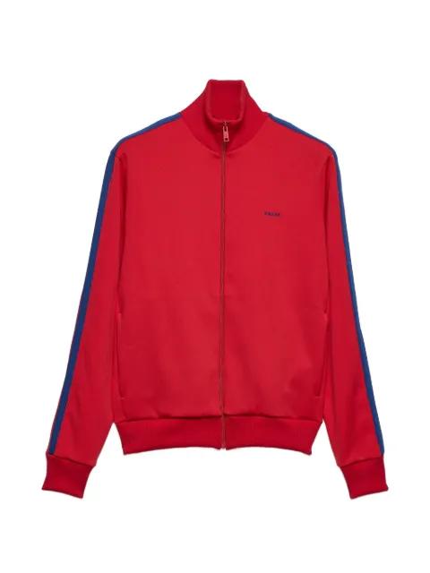 logo-embroidered zip-up sweatshirt by PRADA