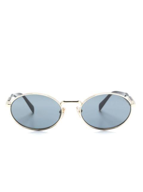 logo-engraved oval-frame sunglasses by PRADA