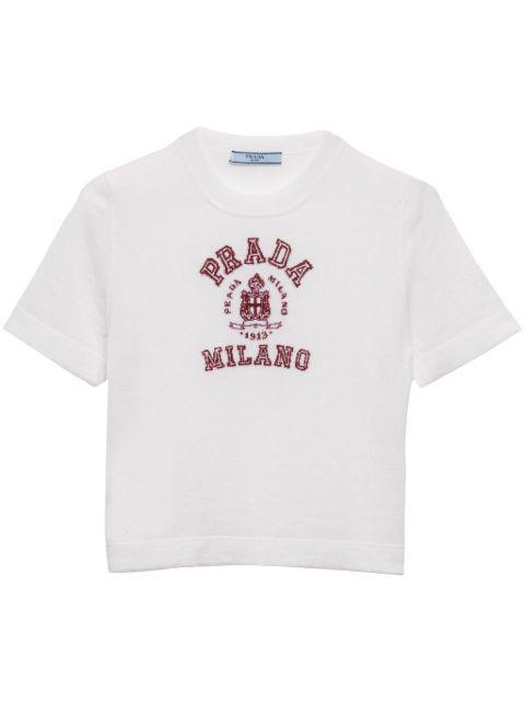 logo-intarsia T-shirt by PRADA