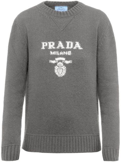 logo-intarsia cashmere sweater by PRADA