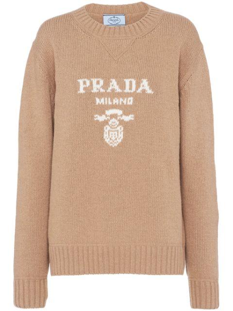 logo-intarsia cashmere sweater by PRADA