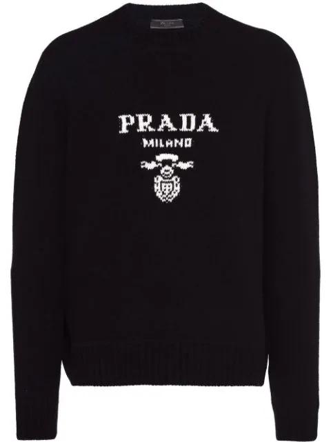 logo intarsia wool-cashmere sweater by PRADA