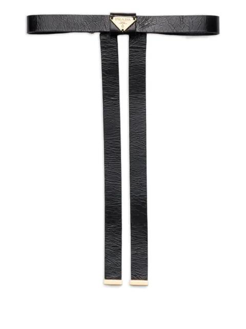 logo leather hair clip by PRADA