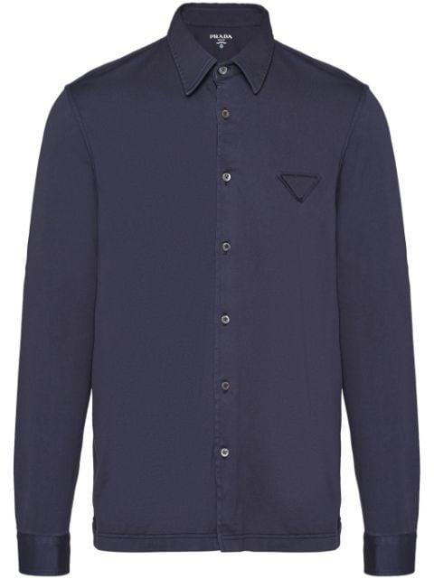 logo-patch cotton shirt by PRADA