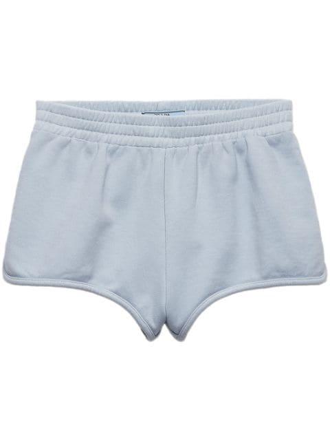 logo-patch fleece shorts by PRADA