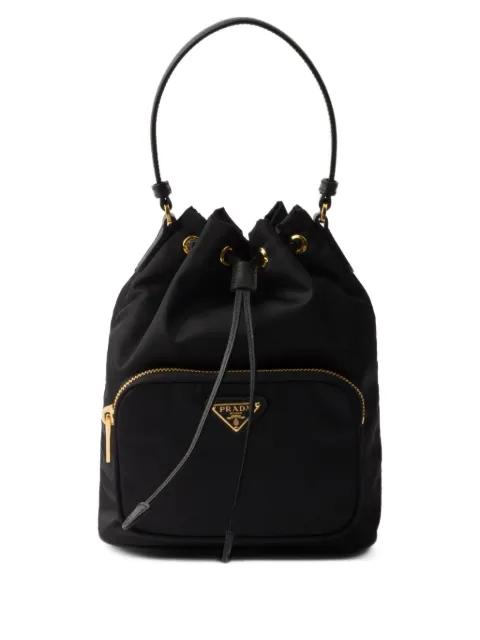 logo-plaque drawstring tote bag by PRADA