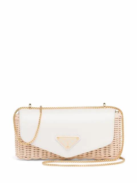 logo-plaque interwoven-design mini bag by PRADA