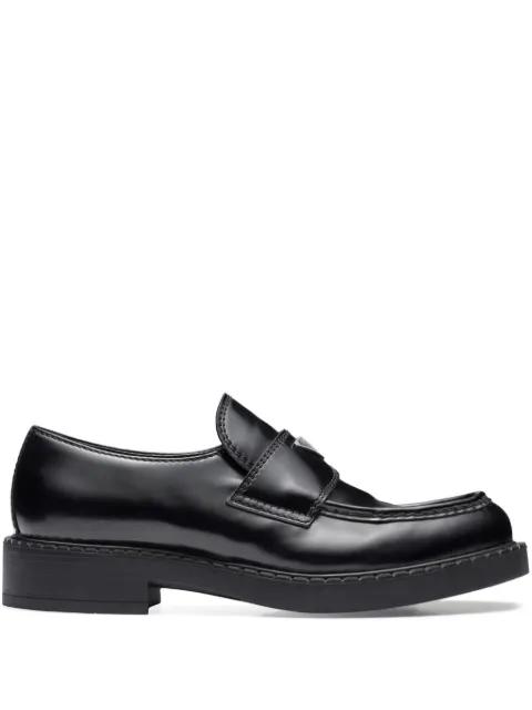 logo-plaque leather loafers by PRADA