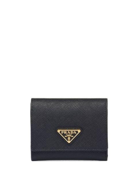 logo-plaque leather wallet by PRADA