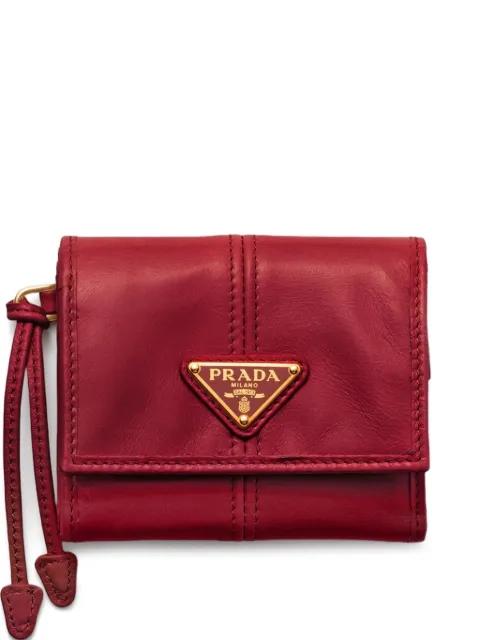 logo-plaque leather wallet by PRADA