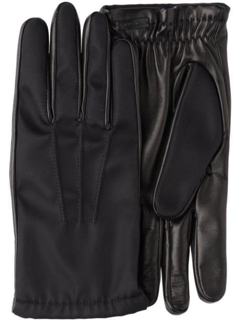 logo-plaque panelled gloves by PRADA