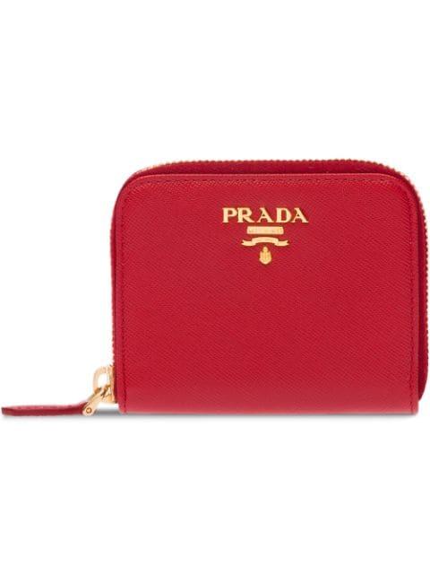 logo-plaque zipped wallet by PRADA