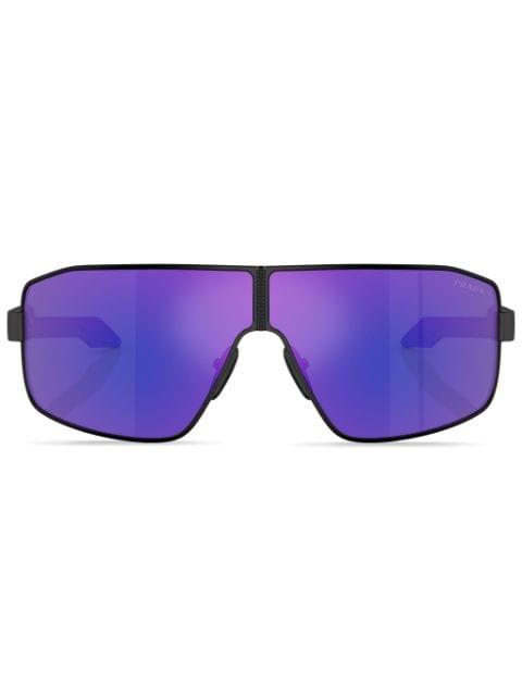 logo-print oversize-frame sunglasses by PRADA